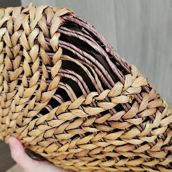 Straw Studios Woven Rattan Circle Boho Hand Bag Purse - Picture 10 of 12